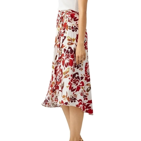 LOVERS AND FRIENDS Red Floral Printed Wrap Midi Skirt - Picture 3 of 14